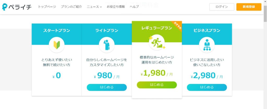 ３．ペライチの料金プラン【無料でOK】